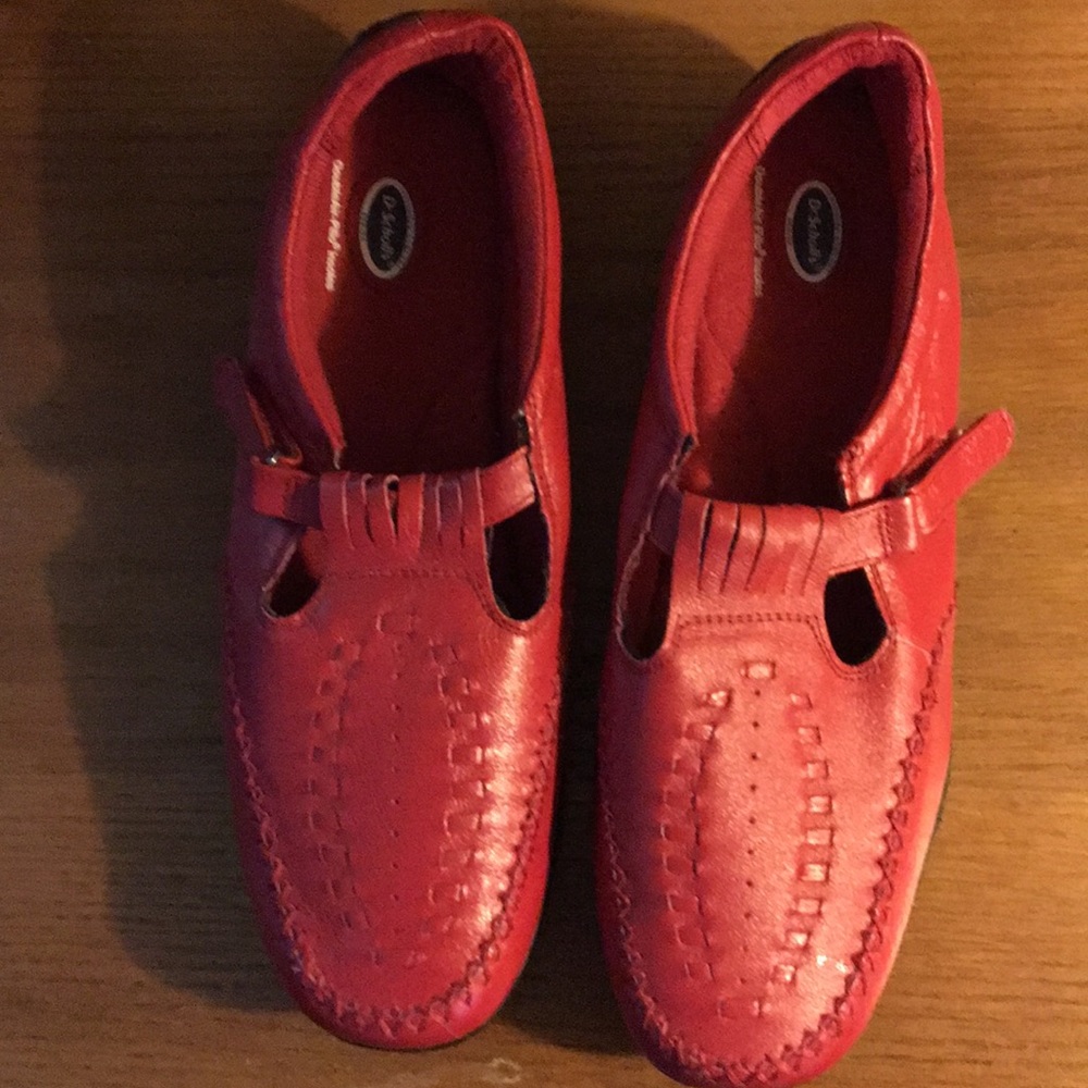 Dr Scholl’s Women’s Red Leather Loafers Size 11M